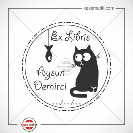 Kedi Balık Ex Libris TAsarımı