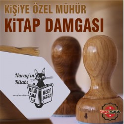 K 346 Kitap Okuyan Bakışımsız Kedi Kitap Damgası